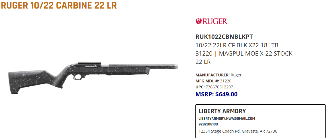 NEW - Ruger 10/22 Carbine 22 LR